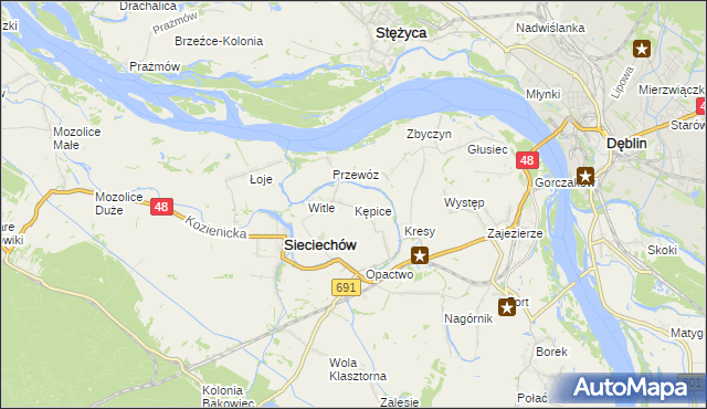 mapa Kępice gmina Sieciechów, Kępice gmina Sieciechów na mapie Targeo