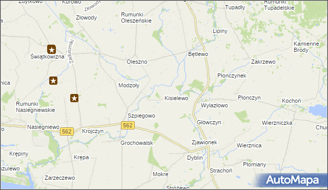 mapa Kisielewo gmina Dobrzyń nad Wisłą, Kisielewo gmina Dobrzyń nad Wisłą na mapie Targeo