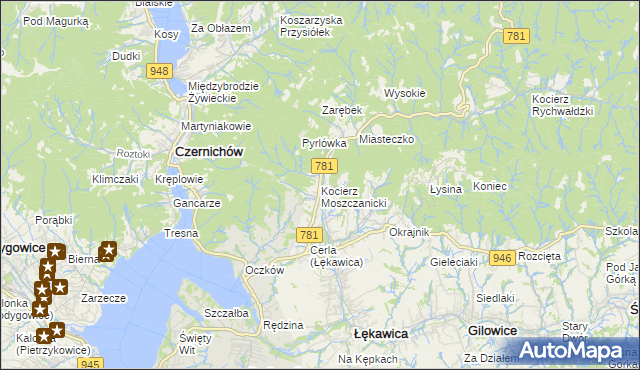 mapa Kocierz Moszczanicki, Kocierz Moszczanicki na mapie Targeo