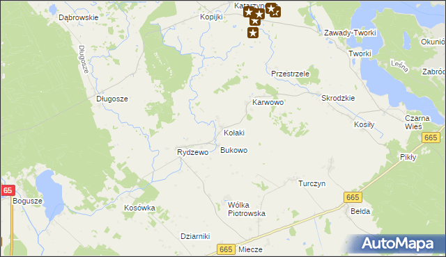 mapa Kołaki gmina Rajgród, Kołaki gmina Rajgród na mapie Targeo