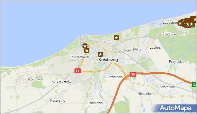 mapa Kołobrzegu, Kołobrzeg na mapie Targeo