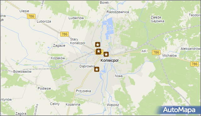 mapa Koniecpol, Koniecpol na mapie Targeo