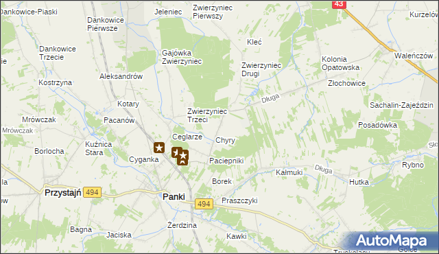 mapa Konieczki gmina Panki, Konieczki gmina Panki na mapie Targeo