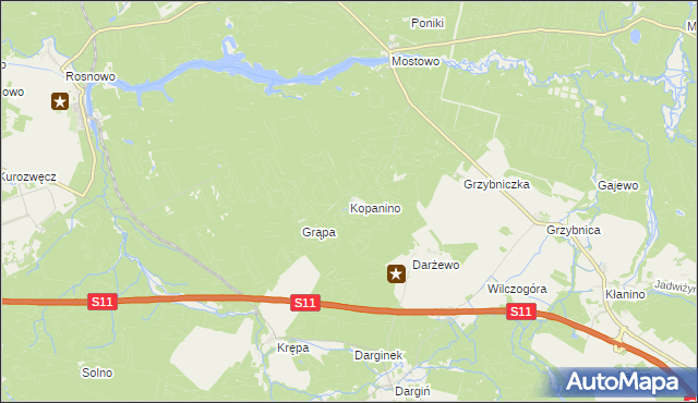 mapa Kopanino gmina Manowo, Kopanino gmina Manowo na mapie Targeo
