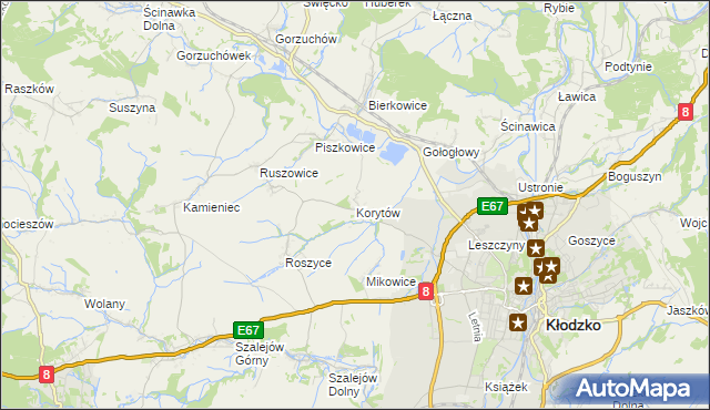mapa Korytów gmina Kłodzko, Korytów gmina Kłodzko na mapie Targeo
