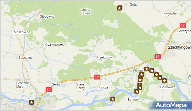 mapa Krzekotów, Krzekotów na mapie Targeo