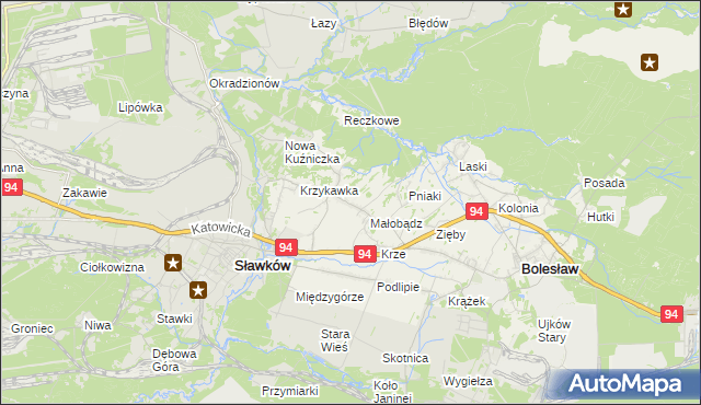 mapa Krzykawa, Krzykawa na mapie Targeo