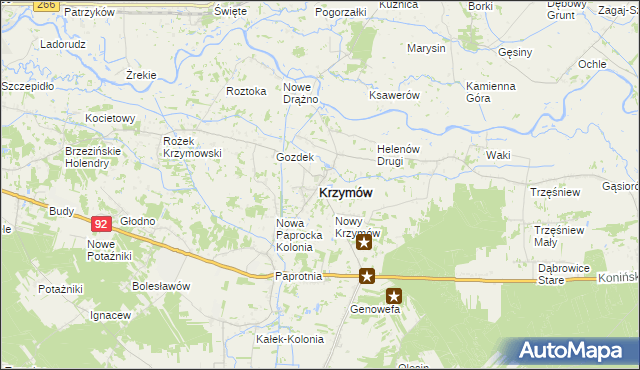 mapa Krzymów powiat koniński, Krzymów powiat koniński na mapie Targeo