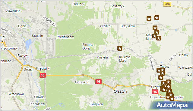 mapa Kusięta, Kusięta na mapie Targeo
