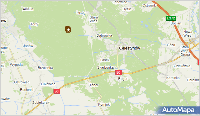 mapa Lasek gmina Celestynów, Lasek gmina Celestynów na mapie Targeo