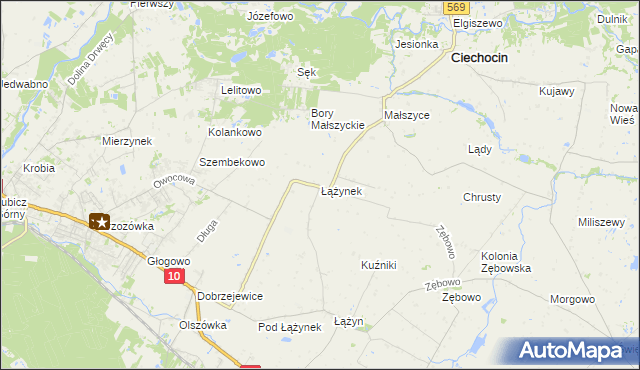 mapa Łążynek, Łążynek na mapie Targeo