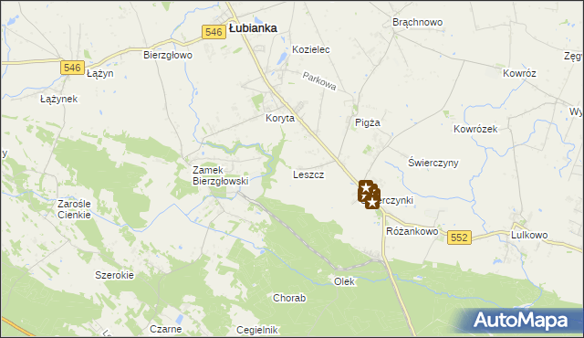 mapa Leszcz gmina Łubianka, Leszcz gmina Łubianka na mapie Targeo