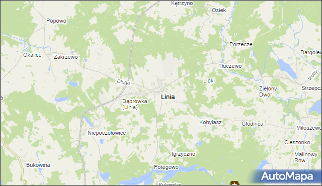 mapa Linia powiat wejherowski, Linia powiat wejherowski na mapie Targeo