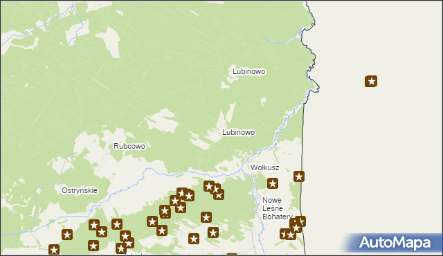 mapa Lubinowo gmina Lipsk, Lubinowo gmina Lipsk na mapie Targeo