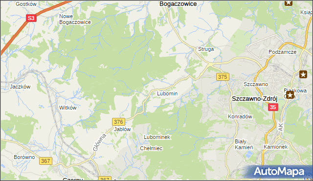 mapa Lubomin gmina Stare Bogaczowice, Lubomin gmina Stare Bogaczowice na mapie Targeo