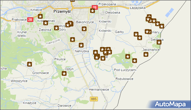 mapa Łuczyce gmina Przemyśl, Łuczyce gmina Przemyśl na mapie Targeo
