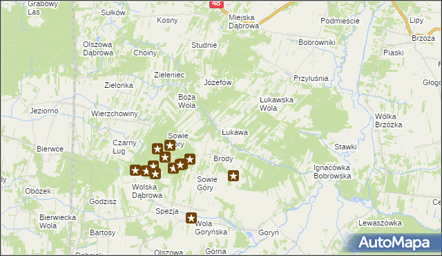mapa Łukawa gmina Głowaczów, Łukawa gmina Głowaczów na mapie Targeo