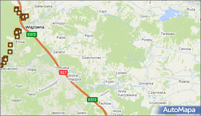 mapa Malcanów gmina Wiązowna, Malcanów gmina Wiązowna na mapie Targeo
