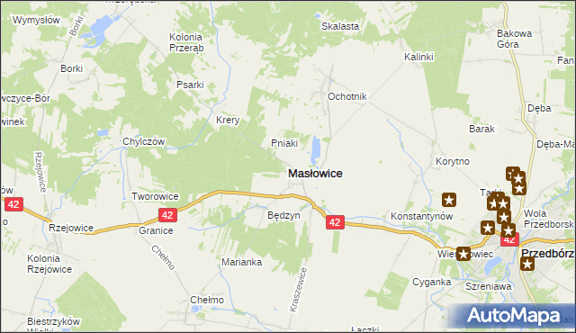 mapa Masłowice powiat radomszczański, Masłowice powiat radomszczański na mapie Targeo