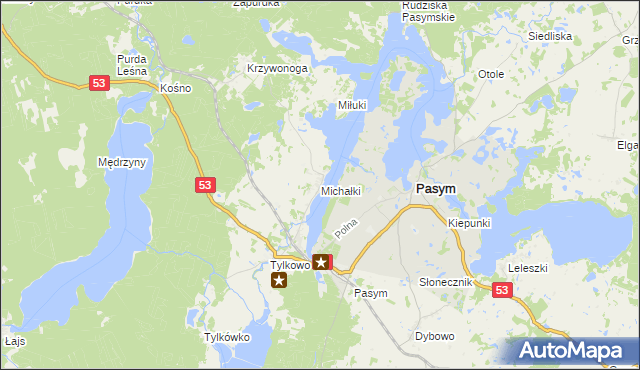 mapa Michałki gmina Pasym, Michałki gmina Pasym na mapie Targeo