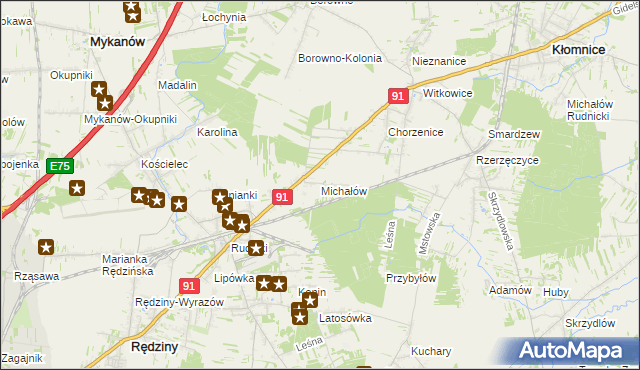 mapa Michałów Rudnicki, Michałów Rudnicki na mapie Targeo