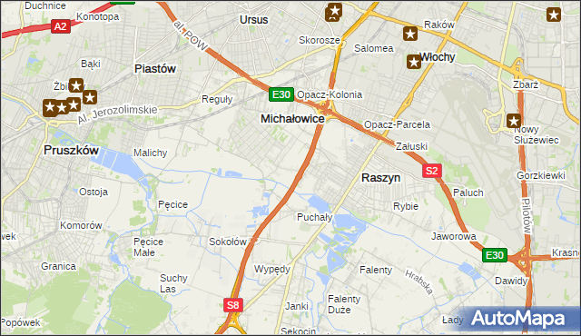 mapa Michałowice-Wieś, Michałowice-Wieś na mapie Targeo