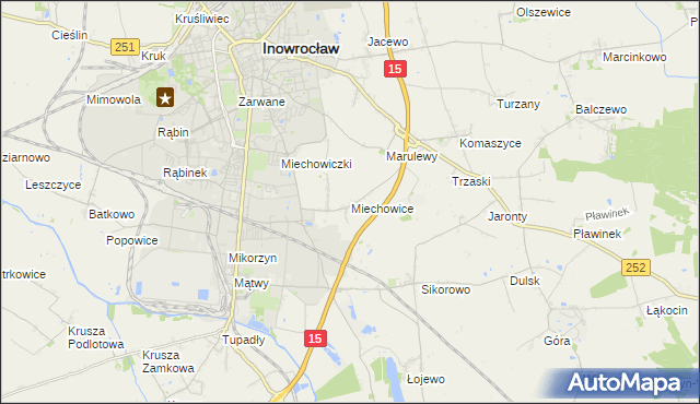 mapa Miechowice gmina Inowrocław, Miechowice gmina Inowrocław na mapie Targeo