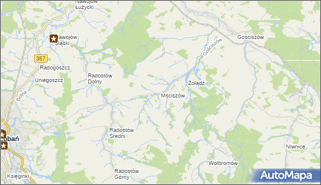 mapa Mściszów, Mściszów na mapie Targeo