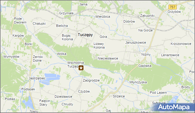 mapa Nieciesławice, Nieciesławice na mapie Targeo