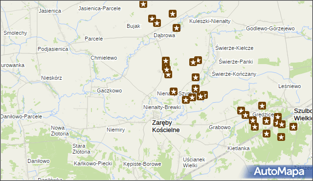 mapa Nienałty-Szymany, Nienałty-Szymany na mapie Targeo