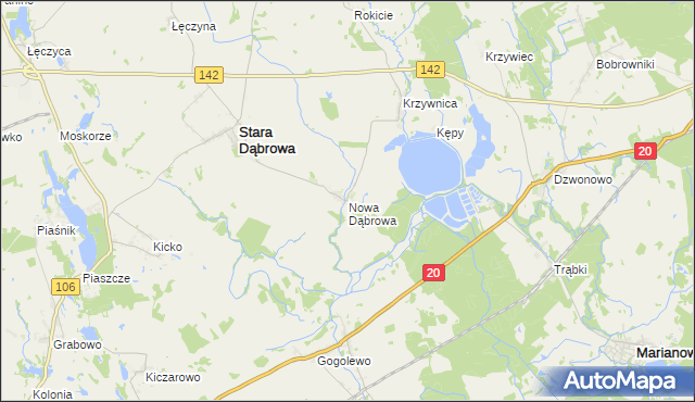mapa Nowa Dąbrowa gmina Stara Dąbrowa, Nowa Dąbrowa gmina Stara Dąbrowa na mapie Targeo