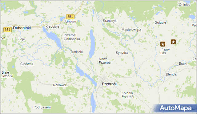 mapa Nowa Przerośl, Nowa Przerośl na mapie Targeo
