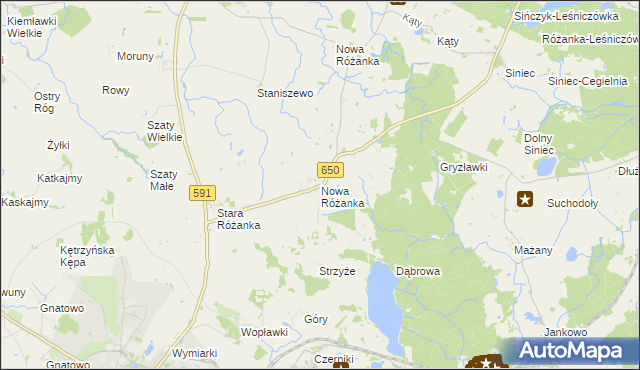 mapa Nowa Różanka gmina Kętrzyn, Nowa Różanka gmina Kętrzyn na mapie Targeo