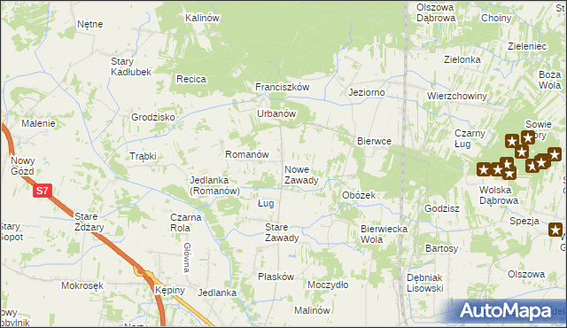 mapa Nowe Zawady, Nowe Zawady na mapie Targeo