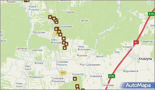 mapa Nowy Broniszew, Nowy Broniszew na mapie Targeo