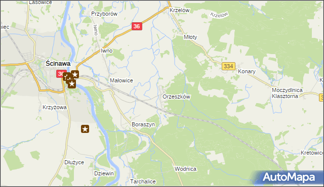 mapa Orzeszków gmina Wińsko, Orzeszków gmina Wińsko na mapie Targeo