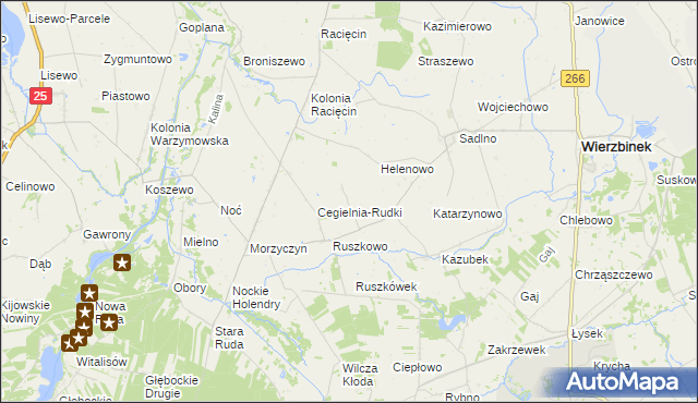 mapa Pagórki gmina Wierzbinek, Pagórki gmina Wierzbinek na mapie Targeo