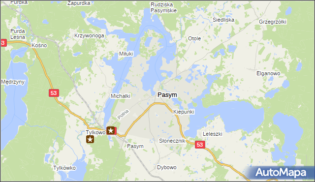 mapa Pasym powiat szczycieński, Pasym powiat szczycieński na mapie Targeo