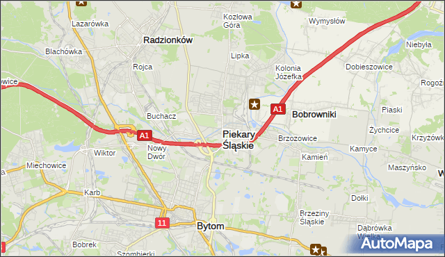 mapa Piekary Śląskie, Piekary Śląskie na mapie Targeo