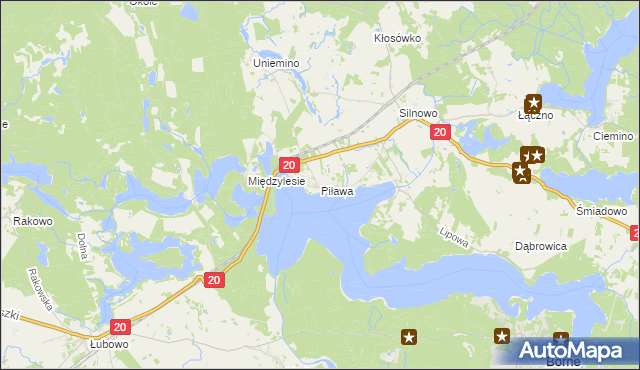 mapa Piława gmina Borne Sulinowo, Piława gmina Borne Sulinowo na mapie Targeo