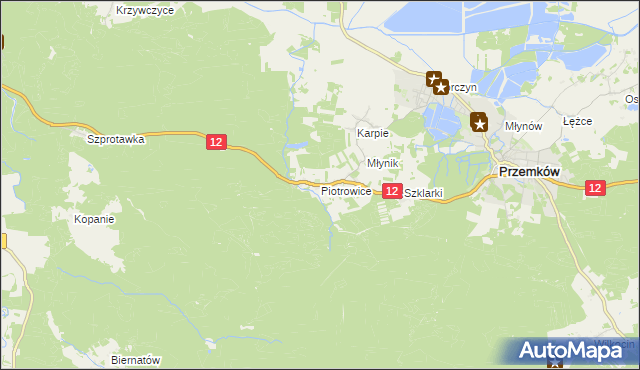 mapa Piotrowice gmina Przemków, Piotrowice gmina Przemków na mapie Targeo