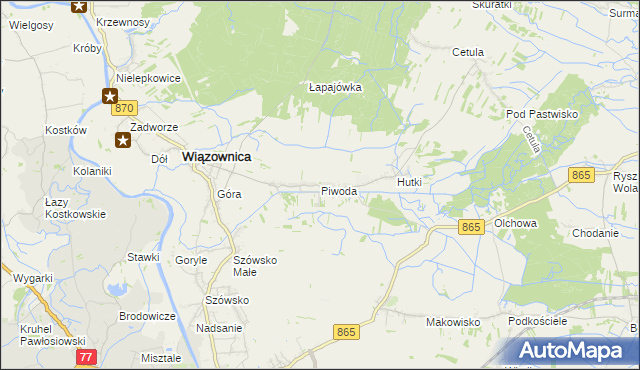 mapa Piwoda, Piwoda na mapie Targeo