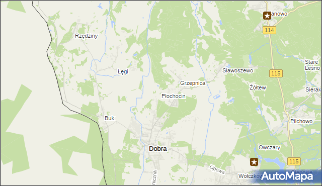 mapa Płochocin gmina Dobra (Szczecińska), Płochocin gmina Dobra (Szczecińska) na mapie Targeo