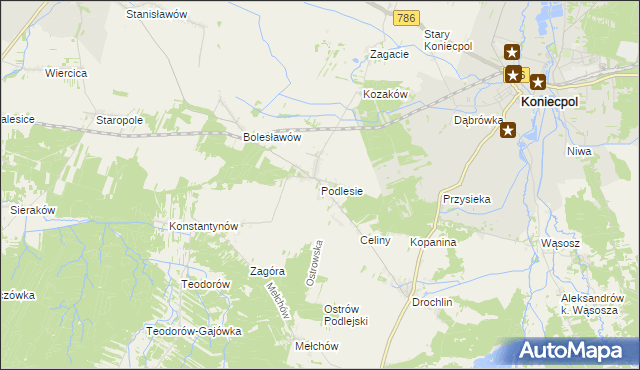 mapa Podlesie gmina Lelów, Podlesie gmina Lelów na mapie Targeo