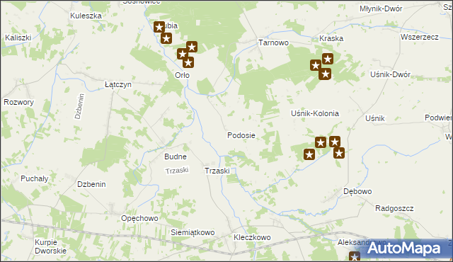 mapa Podosie gmina Miastkowo, Podosie gmina Miastkowo na mapie Targeo