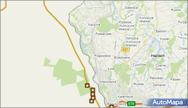 mapa Pogwizdów gmina Hażlach, Pogwizdów gmina Hażlach na mapie Targeo