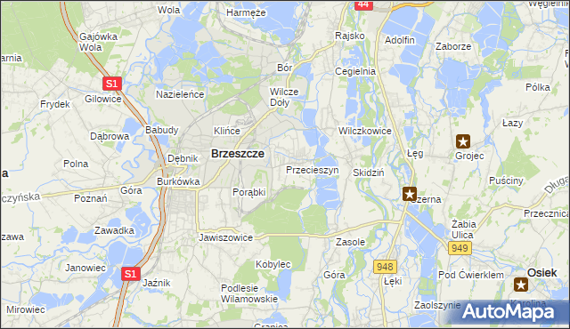 mapa Przecieszyn, Przecieszyn na mapie Targeo
