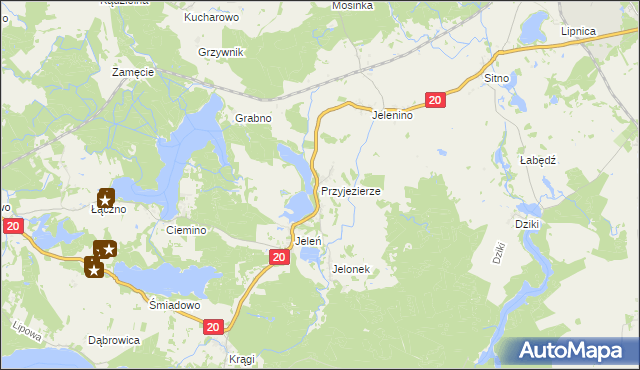 mapa Przyjezierze gmina Borne Sulinowo, Przyjezierze gmina Borne Sulinowo na mapie Targeo