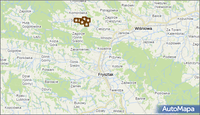 mapa Pułanki gmina Frysztak, Pułanki gmina Frysztak na mapie Targeo