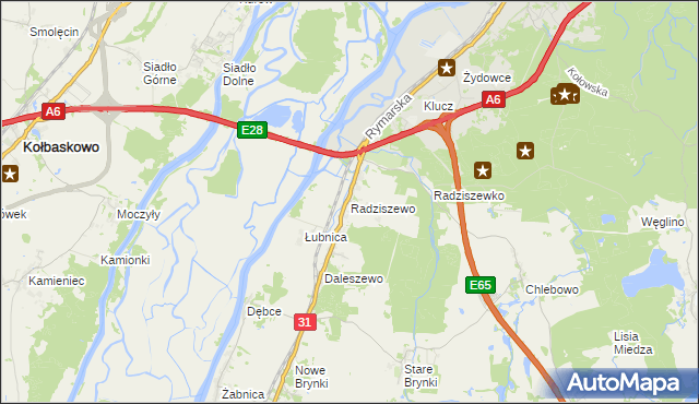 mapa Radziszewo gmina Gryfino, Radziszewo gmina Gryfino na mapie Targeo